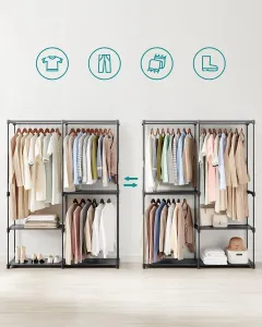 SONGMICS Otvorená šatníková skriňa Garment čierna