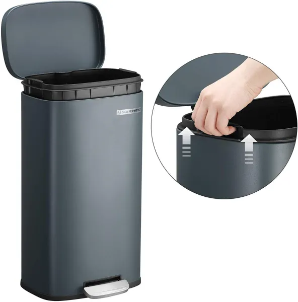 SONGMICS Odpadkový kôš s vekom LTB03GS 30 L, šedý