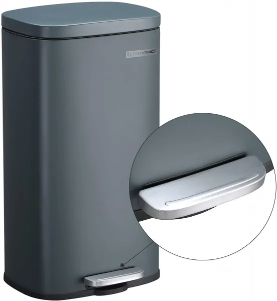 SONGMICS Odpadkový kôš s vekom LTB03GS 30 L, šedý