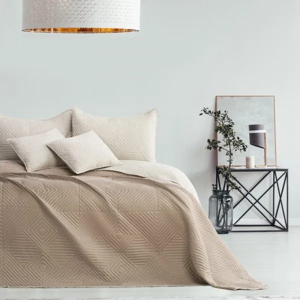 Prehoz na posteľ AmeliaHome Softa béžový/cappuccino, velikost 220x240
