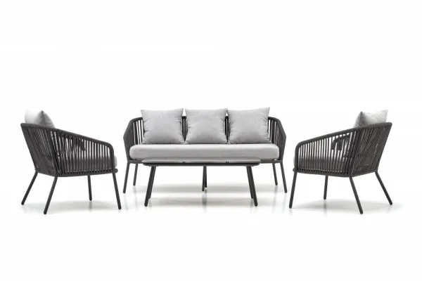 HALMAR Zahradní sestava Rocca tmavý jasan/světle šedá