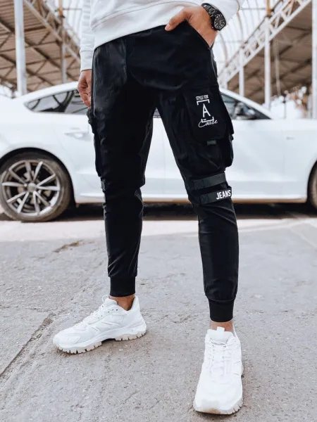 Jedinečné joggery s ozdobnými prvkami- čierne