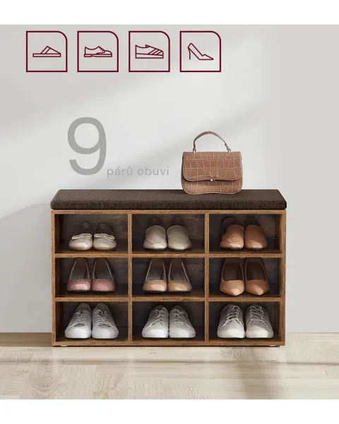 SONGMICS Botník Vasagle Endersen 78,5 cm hnědý/černý