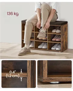 SONGMICS Botník Vasagle Endersen 78,5 cm hnědý/černý