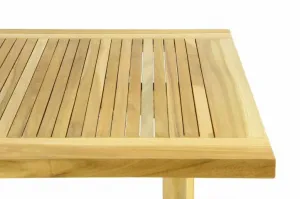 Teakový záhradný stôl DIVERO - skladací - 130 x 65 cm