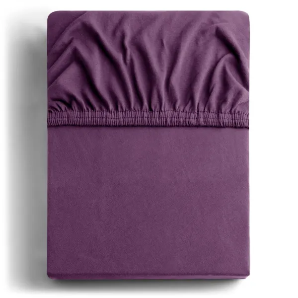 DecoKing Bavlnené prestieradlo AmeliaHome AMBER slivkové, veľkosť 80-90x200+30