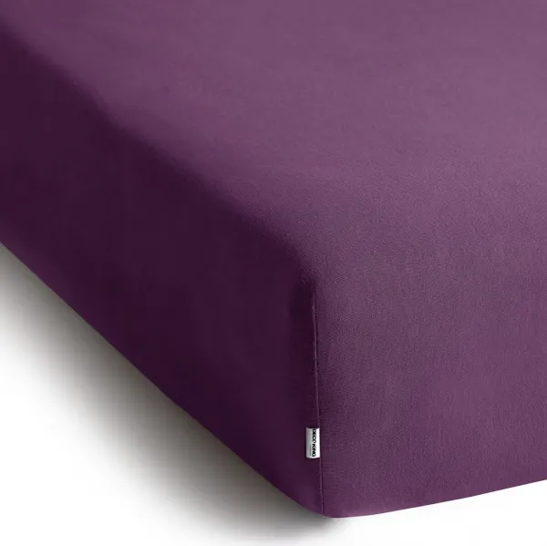 DecoKing Bavlnené prestieradlo AmeliaHome AMBER slivkové, veľkosť 80-90x200+30