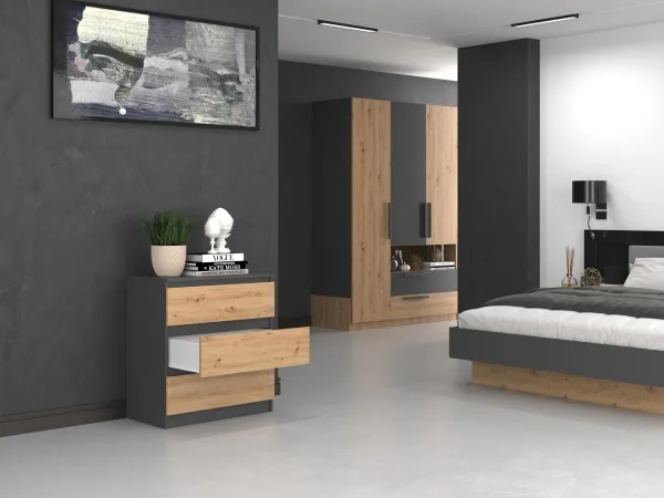 TP Living Komoda MALWA M3 dub artisan / antracit