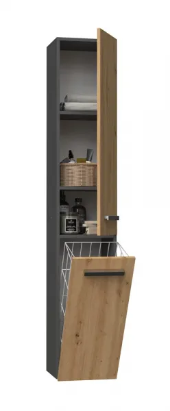 TP Living Kúpeľňová skrinka s košom na bielizeň NEL IV antracit/dub artisan