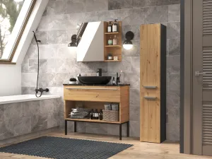 TP Living Kúpeľňová skrinka s košom na bielizeň NEL IV antracit/dub artisan