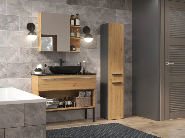 TP Living Kúpeľňová skrinka s košom na bielizeň NEL IV antracit/dub artisan