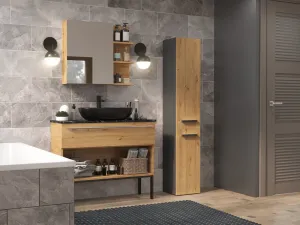 TP Living Kúpeľňová skrinka s košom na bielizeň NEL IV antracit/dub artisan