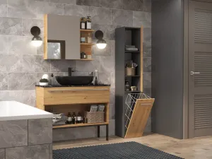 TP Living Kúpeľňová skrinka s košom na bielizeň NEL IV antracit/dub artisan
