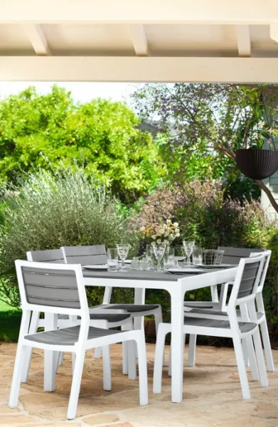 Záhradný stôl Keter Harmony White Light Grey