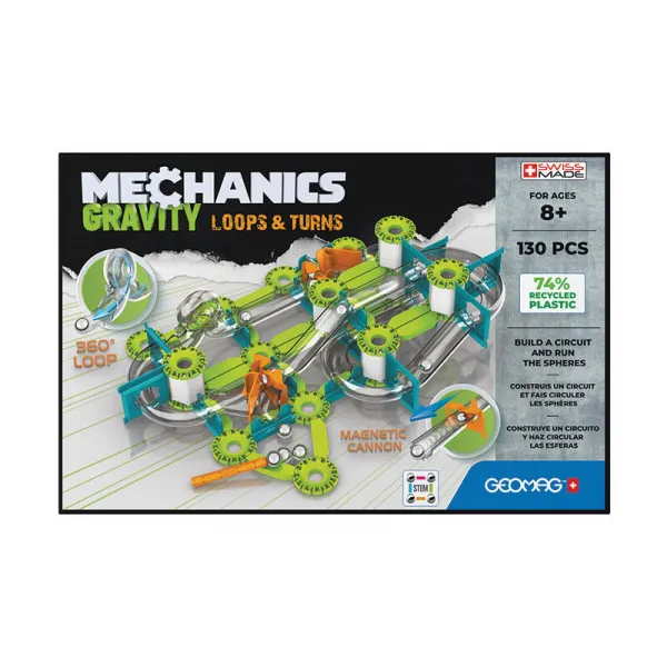 Mechanics Gravity Loops & Turns magnetic bricks 130 pieces GEOMAG GEO-763