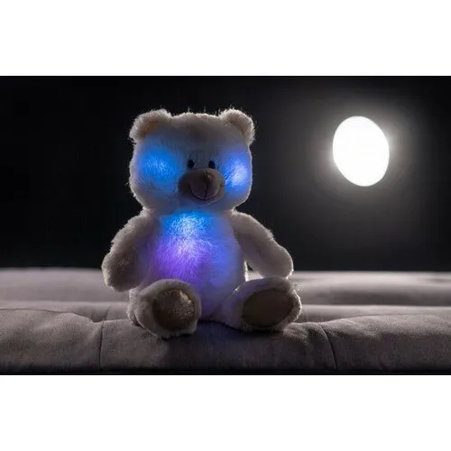 Teddies Rojko plyšový medveď 40 cm, biela, so svetlom a zvukem