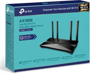 TP-Link Archer VX1800v EasyMesh WiFi6 VDSL/ADSL router (AX1800,2,4GHz/5GHz,3xGbELAN,1xGbELAN/WAN,2xRJ11,4G LTE,1xUSB2.0)