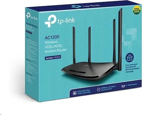 TP-Link Archer VR300 WiFi5 VSDSL/ADSL router (AC1200, 2,4GHz/5GHz, 3x100Mb/s LAN, 1x100Mb/s LAN/WAN, 1xRJ11)
