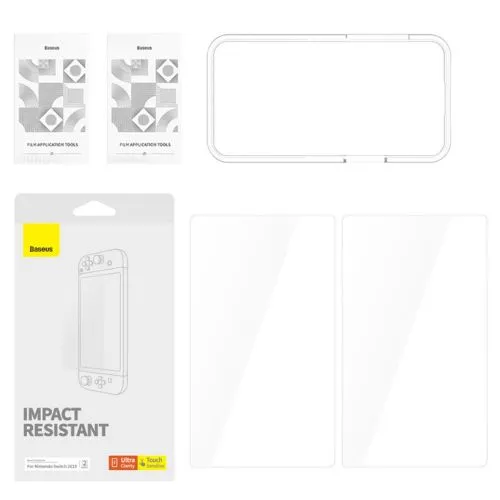 Baseus Crystal Tempered Glass for Nintendo Switch 2019 with Mounting Kit, Transparent (P6001205K201-00)