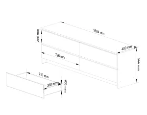 Ak furniture Komoda Kuba 160 cm grafit