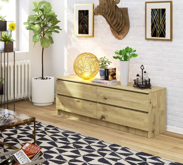 Ak furniture Komoda Kuba 160 cm 4 zásuvky dub artisan