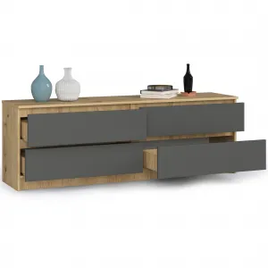 Ak furniture Komoda Rollo A 160,4 cm dub artisan/grafitový