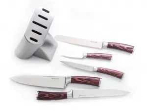 Sada nožov G21 Gourmet Steely 5 ks + nerez blok