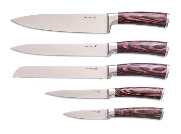 Sada nožov G21 Gourmet Steely 5 ks + nerez blok