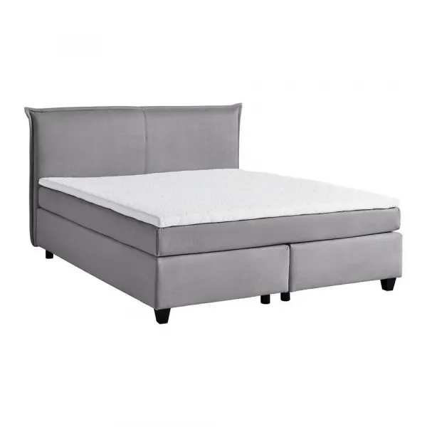 Posteľ boxspring s toperom, 180x200 cm, sivá