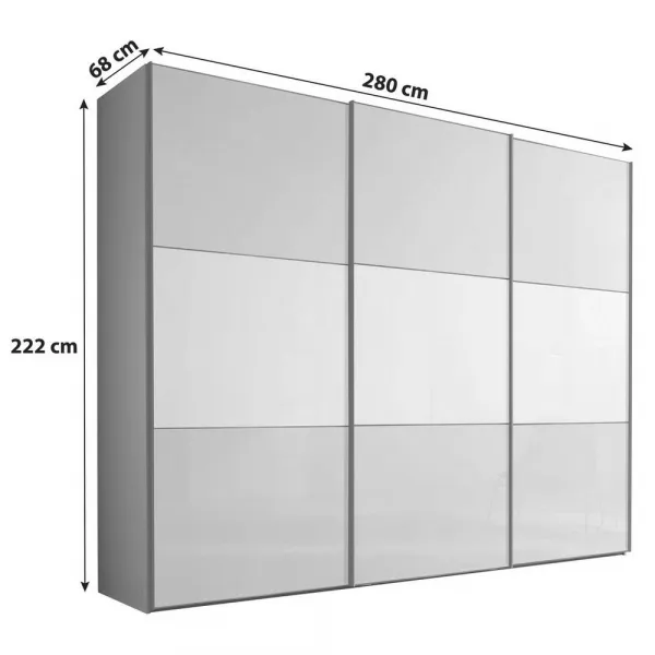 Skriňa INCLUDO GLAS sklo biele/sivé,š.cca 280cm