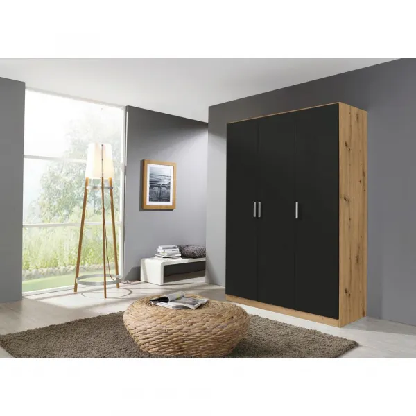 Skriňa s otočnými dverami dub Artisan/sivá 136cm