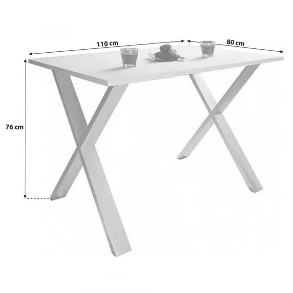 Jedálenský stôl XONA, biely, 110/80/76 CM
