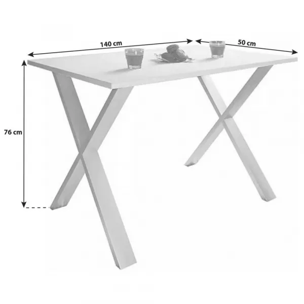 Jedálenský stôl XONA, biely, 140/50/76 CM