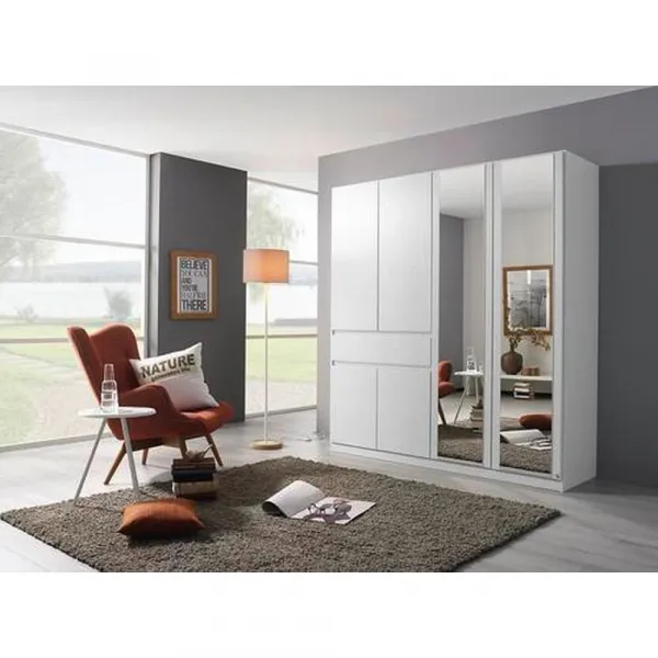 Skirňa s otočnými dverami biela/zrkadlo 181cm