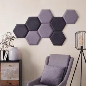 čalúnený panel 2ks, 36x32cm hexagon, sivá
