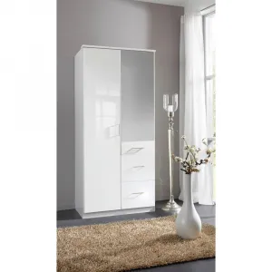 Šatníková skriňa CLACK biela vysoký lesk 91cm