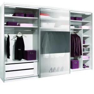 Skriňa INCLUDO GLAS sklo sivé,š.cca 249cm