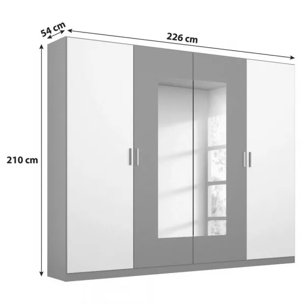 Skriňa s otočnými dverami Borneo š: 226cm sivá/biela