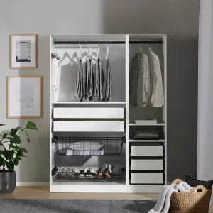 Skriňa UNIT s vybavením luxus, biela, š. 136,7 cm
