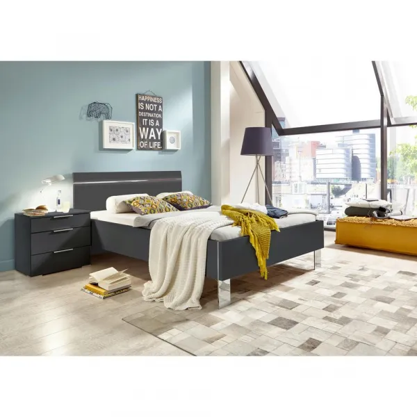 Záhlavie LEVEL BEDS B pre š. 180cm, grafit/chróm