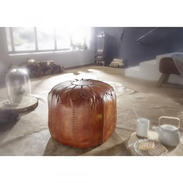 Taburetka Pouf pravá koža