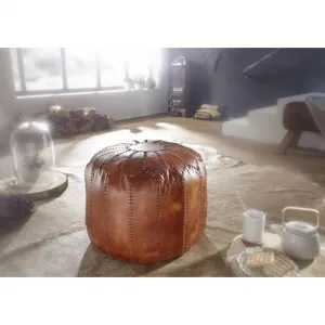 Taburetka Pouf pravá koža