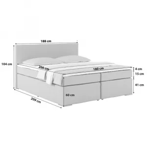 Posteľ Boxspring Nero, 180x200cm, sivá