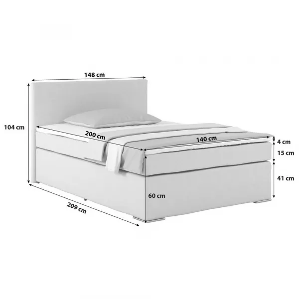 Posteľ Boxspring NERO PL: 140/200 cm, hnedá