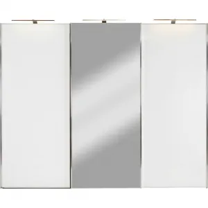 Šatníková skriňa so zrkadlom SONATE ROM, 298x222 cm, bílá