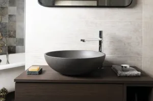 TURF betónové umývadlo vrátane výpuste, priemer 44 cm, čierny granit AR436