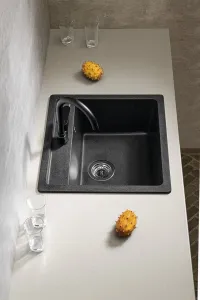 SAPHO SAPHO - Granitový vstavaný mono drez, 53x50cm, čierny GR1034