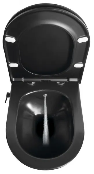 SAPHO - AVVA CLEANWASH závesná WC misa, Rimless, integrovaná batéria a bidetová spŕška 35,5x53cm, čierna matná 100315-110