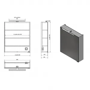 SAPHO - MIRRÓ galérka s LED osvetlením, 60x70x16cm, ľavá/pravá, biela MC060-0030