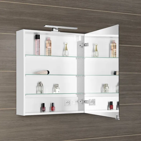 SAPHO - MIRRÓ galérka s LED osvetlením, 60x70x16cm, ľavá/pravá, biela MC060-0030